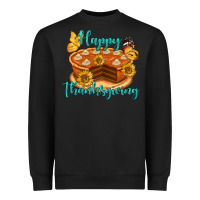 Black Happy Thanksgiving Pumpkin Pie Heavyweight Sweatshirt - LillyAllenDesigns