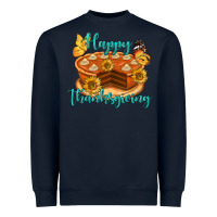 Navy Happy Thanksgiving Pumpkin Pie Heavyweight Sweatshirt - LillyAllenDesigns