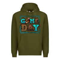 Army Green Game day American Football leopard frame Premium Hoodie - LillyAllenDesigns