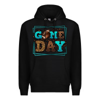 Black Game day American Football leopard frame Premium Hoodie - LillyAllenDesigns