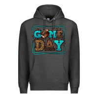 Charcoal Heather Game day American Football leopard frame Premium Hoodie - LillyAllenDesigns