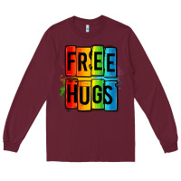 Burgundy free hugs Long Sleeve Tee - OliviaCreatesArt