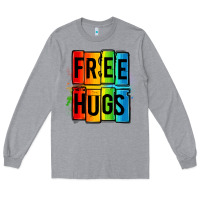 Heather Grey free hugs Long Sleeve Tee - OliviaCreatesArt