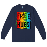 Navy free hugs Long Sleeve Tee - OliviaCreatesArt