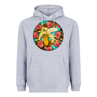 Heather Grey banana and strawberries with tiger pattern Heavyweight Hoodie - BarkalooDesign