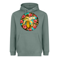 Sage banana and strawberries with tiger pattern Heavyweight Hoodie - BarkalooDesign