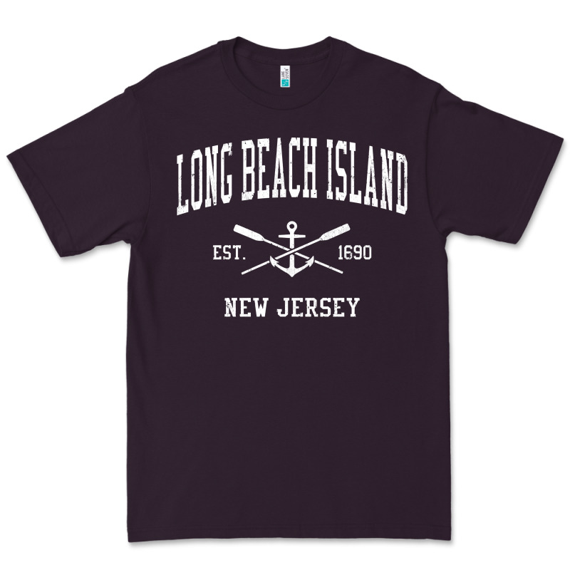 Long Beach Island Nj Vintage Crossed Oars & Boat Anchor Spor Premium Tee by longCreatives | Teevron