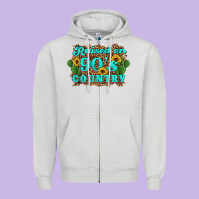 Raised 90's Country Cactus Sunflower's Zipper Hoodie Designed By Artiststas