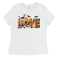 White Halloween Love Ladies Tee - texasbilliewilder