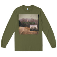Army Green Twin Peaks City Limits Welcome Sign Vintage Long Sleeve Tee - longCreatives