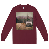 Burgundy Twin Peaks City Limits Welcome Sign Vintage Long Sleeve Tee - longCreatives