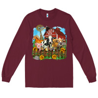 Burgundy farm life olivia Long Sleeve Tee - OliviaCreatesArt