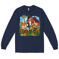 Navy farm life olivia Long Sleeve Tee - OliviaCreatesArt