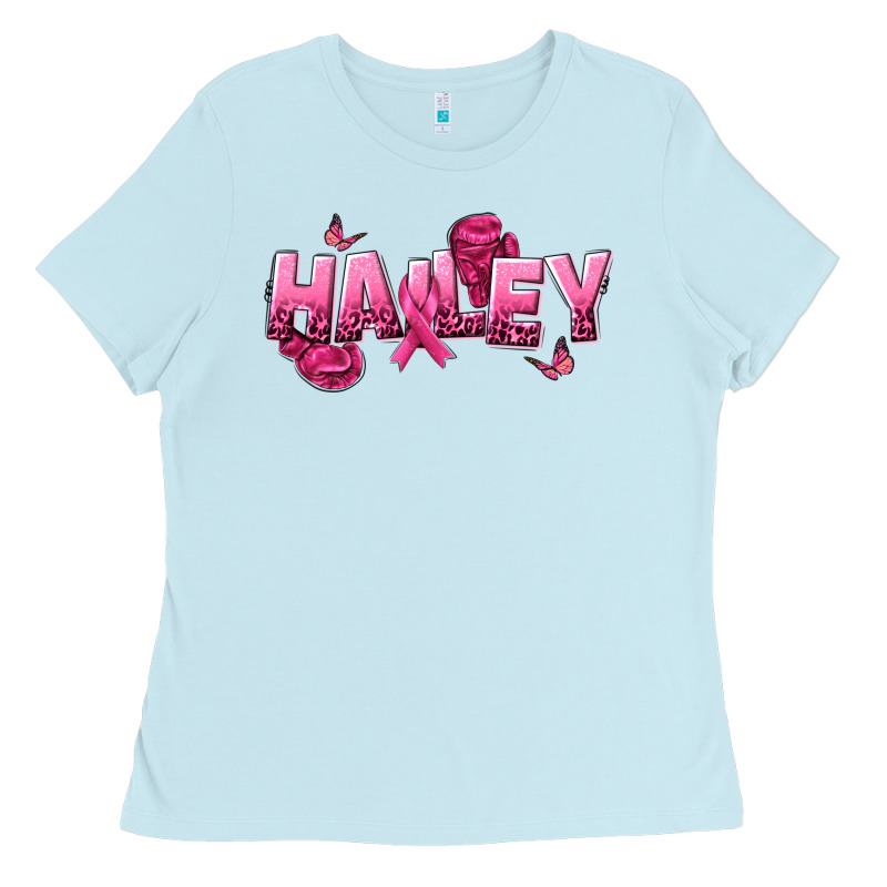 Personalized Pink Cancer Themed Name Ladies Tee by NancyCooperArtShop | Teevron