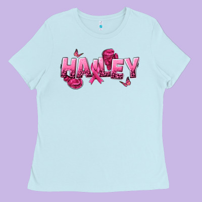 Personalized Pink Cancer Themed Name Ladies Tee Designed By Nancycooperartshop
