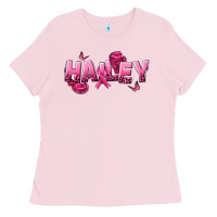Bubblegum Pink Personalized Pink Cancer Themed Name Ladies Tee - NancyCooperArtShop