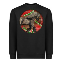 Black Belgian Horse Christmas Heavyweight Sweatshirt - LillyAllenDesigns