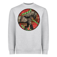 Heather Grey Belgian Horse Christmas Heavyweight Sweatshirt - LillyAllenDesigns