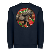 Navy Belgian Horse Christmas Heavyweight Sweatshirt - LillyAllenDesigns