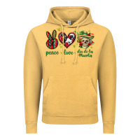 Vintage Mustard Peace love dia de los muertos Mexico Vintage Hoodie - HowdyJamesFarm