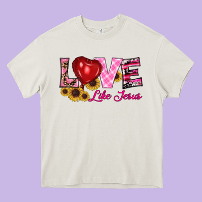 Valentine's Day Love Like Jesus Heavy Core Tee Designed By Ranaportraitstore