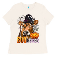 Bone Boo Heifer Cow with Halloween Ladies Tee - texasbilliewilder