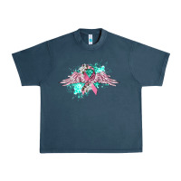 Midnight Navy cancer ribbon with angel wings Urban Heavy Tee - CowGirlArtShop