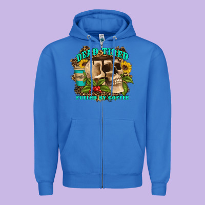 Dead Tired Fueled By Coffee Zipper Hoodie Designed By Artiststas