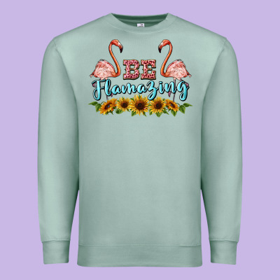 Be Flamezing Flamingo Premium Sweatshirt Designed By Barkaloodesign