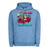 Pigment Pebble Blue my cat is my valentine Urban Hoodie - AdoDesignShop