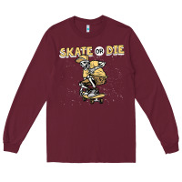 Burgundy skate or die funny skeleton skating skater halloween costume Long Sleeve Tee - longCreatives
