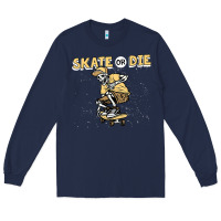 Navy skate or die funny skeleton skating skater halloween costume Long Sleeve Tee - longCreatives