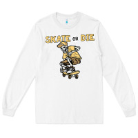 White skate or die funny skeleton skating skater halloween costume Long Sleeve Tee - longCreatives