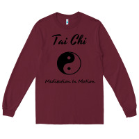 Burgundy Tai Chi T, Meditation In Motion, Martial Arts Gift Long Sleeve Tee - longCreatives