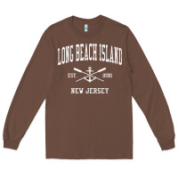 Chestnut Long Beach Island NJ Vintage Crossed Oars & Boat Anchor Spor Long Sleeve Tee - longCreatives
