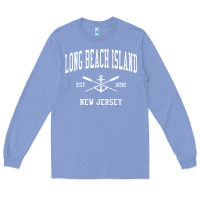 Colony Blue Long Beach Island NJ Vintage Crossed Oars & Boat Anchor Spor Long Sleeve Tee - longCreatives