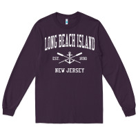 Long Beach Island Nj Vintage Crossed Oars & Boat Anchor Spor Long Sleeve Tee | Teevron