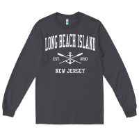Smoke Long Beach Island NJ Vintage Crossed Oars & Boat Anchor Spor Long Sleeve Tee - longCreatives