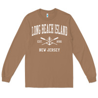 Toasted Coconut Long Beach Island NJ Vintage Crossed Oars & Boat Anchor Spor Long Sleeve Tee - longCreatives