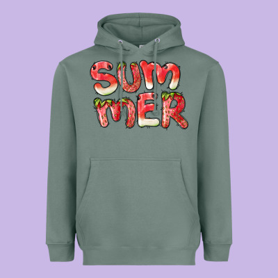 Summer Watermelon And Strawberry Heavyweight Hoodie Designed By Barkaloodesign