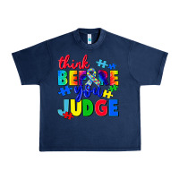 Navy think before you judge Urban Heavy Tee - CowGirlArtShop