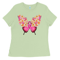 Matcha Pink ribbon Breast Cancer butterfly Ladies Tee - NancyCooperArtShop