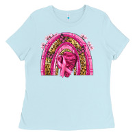 Baby Blue breast cancer rainbow Ladies Tee - NancyCooperArtShop