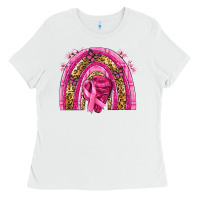 White breast cancer rainbow Ladies Tee - NancyCooperArtShop