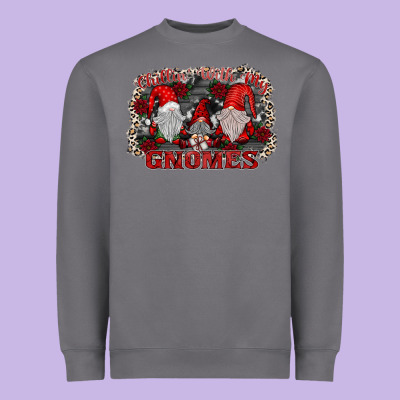 Chillin With My Gnomies Heavyweight Sweatshirt Designed By Sublimationcraftshop
