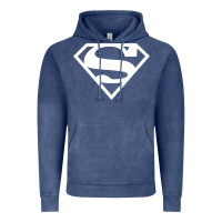 Vintage Denim Supergirl White & Pink Shield Vintage Hoodie - longCreatives