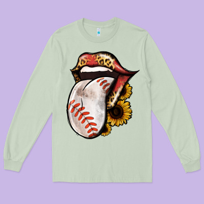 Baseball Tongue Long Sleeve Tee Designed By Jasminsmagicworld