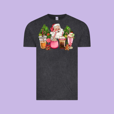 Pink Christmas Santa Coffe Cups Vintage Tee Designed By Cowgirlartshop
