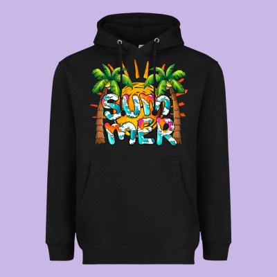 Summer Waves And Sun Heavyweight Hoodie Designed By Barkaloodesign