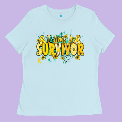 I Am A Survivor Yellow Ribbon Ladies Tee Designed By Nancycooperartshop